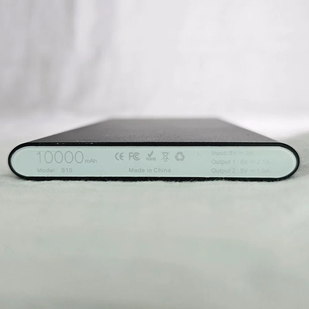 Mopower S10 Slim 10000 mAh Portable Power Bank w Two USB-A Ports & Flashlight
